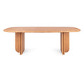 Table à manger en teck recyclé organique avec piètement double à structure croisée pour salles à manger