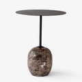 Table d'appoint minimaliste en marbre et acier avec silhouette sculpturale ovale pour salons