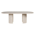 Table de salle à manger Statement en travertin avec piètement double piédestal pour salles à manger