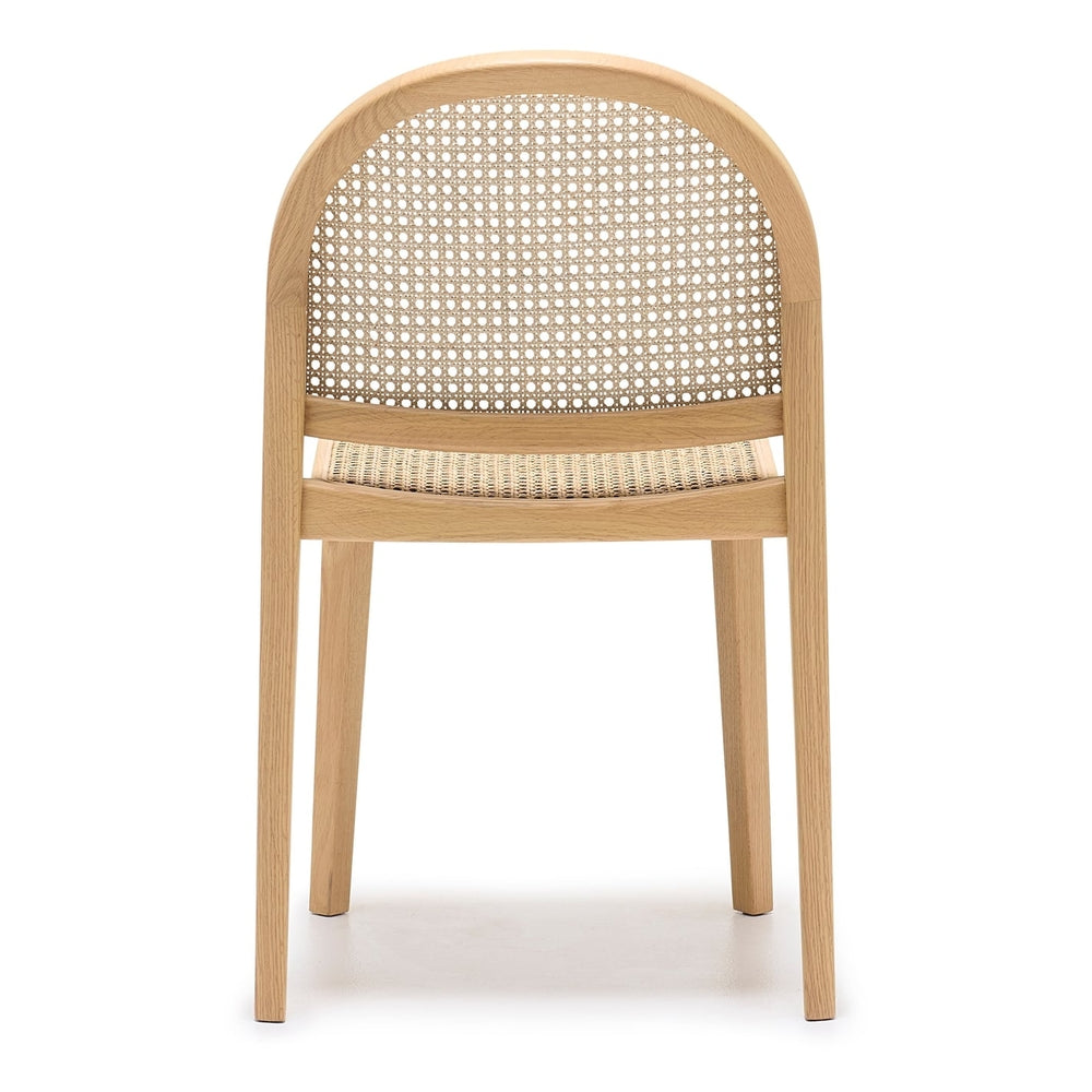 Chaise de salle à manger en chêne architectural et rotin avec silhouette arquée emblématique pour salles à manger