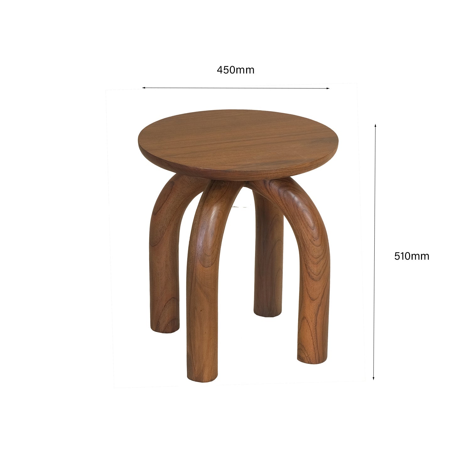 Table d'appoint ronde rustique en bois massif avec finition naturelle pour le salon et les chambres