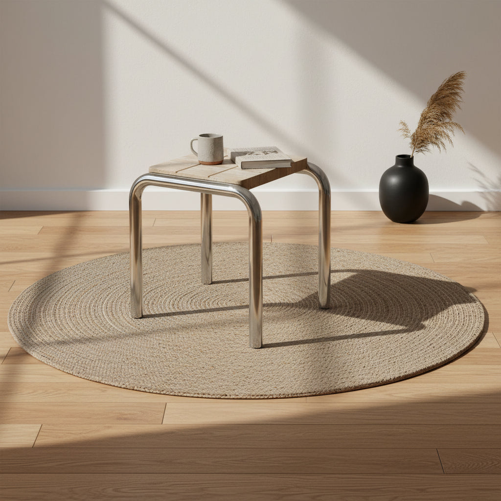 Table d'appoint minimaliste en travertin avec piètement incurvé et ouvert pour salons