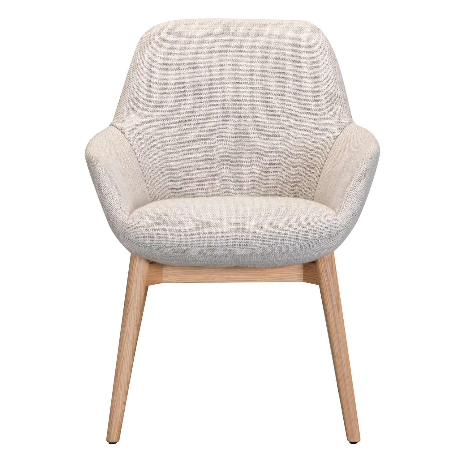 Fauteuil de salle à manger contemporain rembourré avec dossier incliné et piètement en chêne pour salles à manger