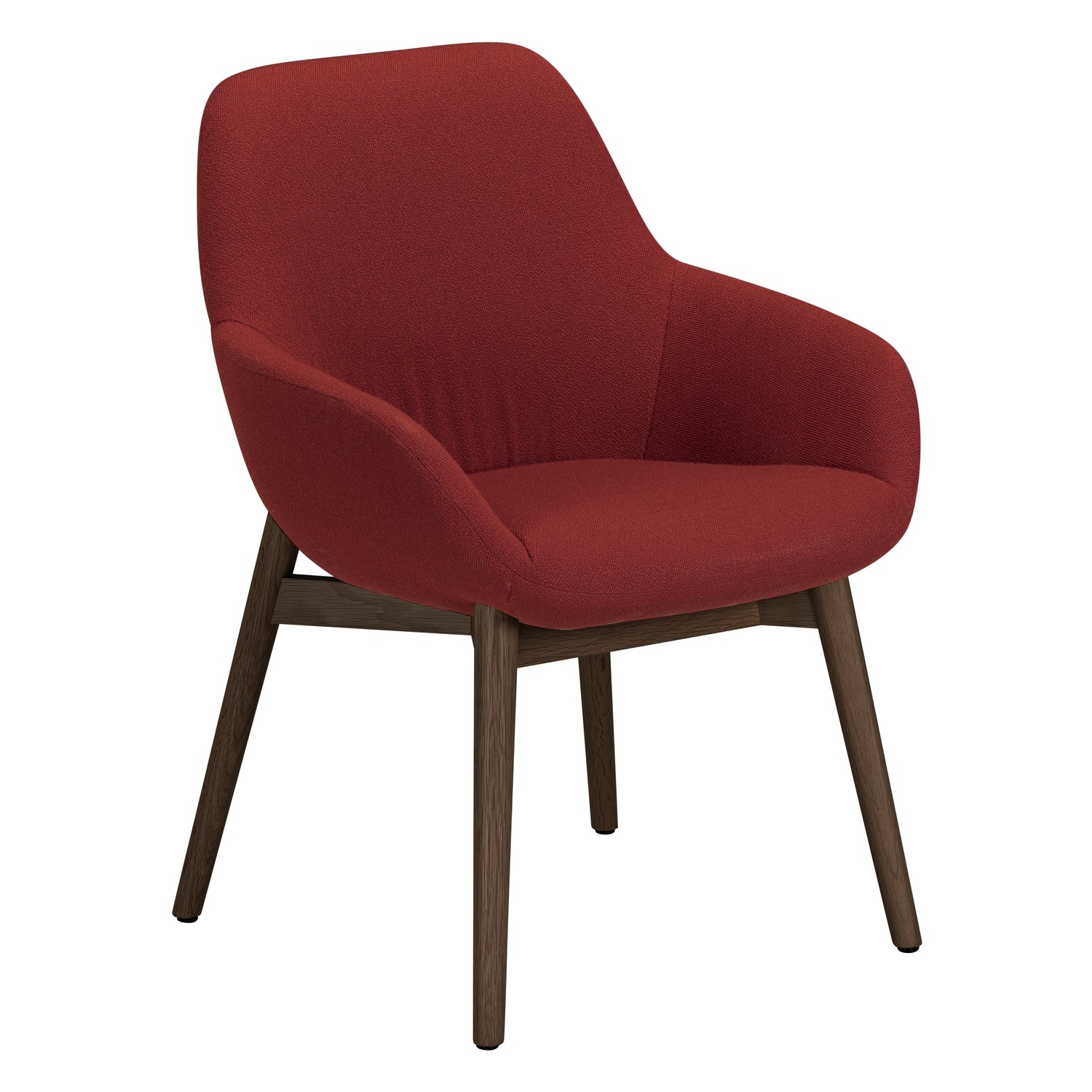 Fauteuil de salle à manger contemporain rembourré avec dossier incliné et piètement en chêne pour salles à manger