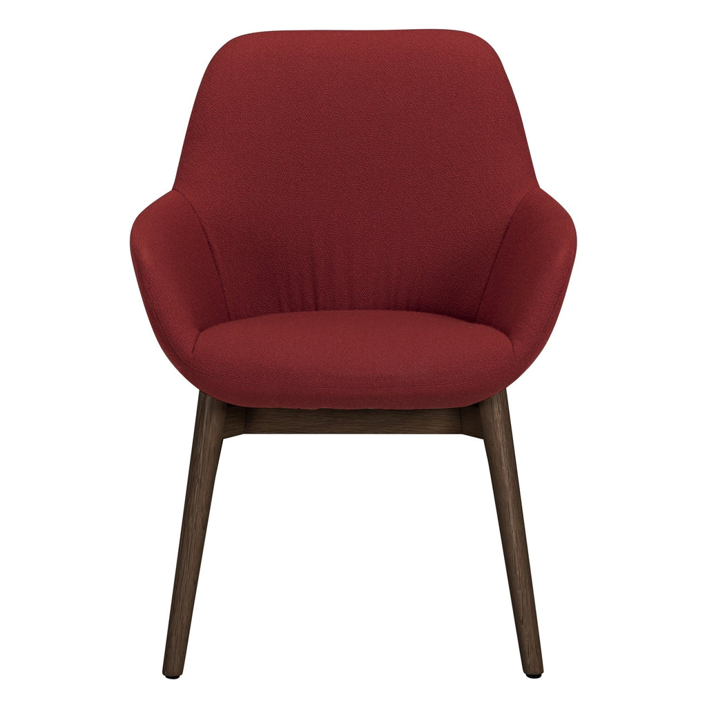 Fauteuil de salle à manger contemporain rembourré avec dossier incliné et piètement en chêne pour salles à manger