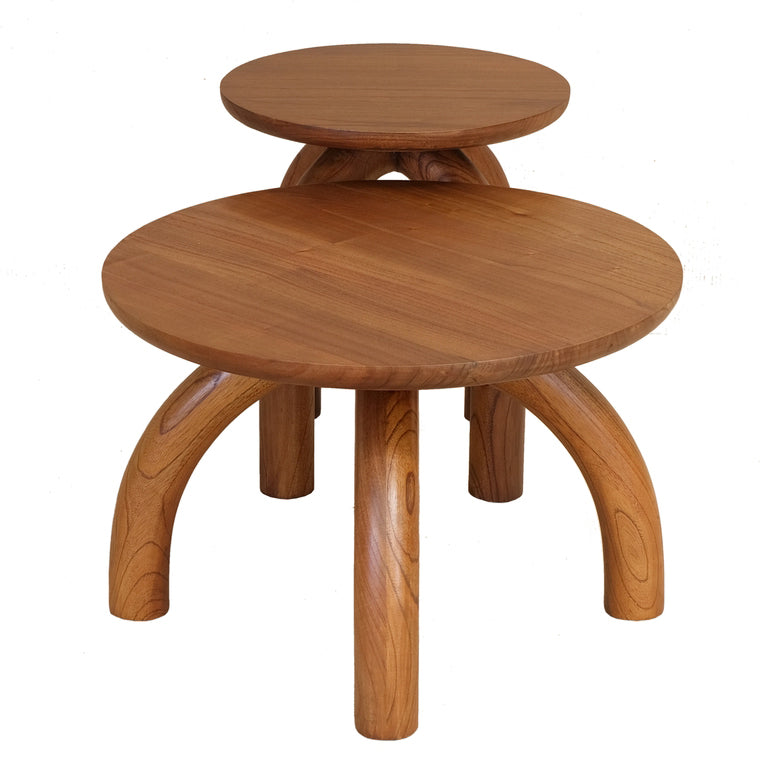 Table d'appoint ronde rustique en bois massif avec finition naturelle pour le salon et les chambres