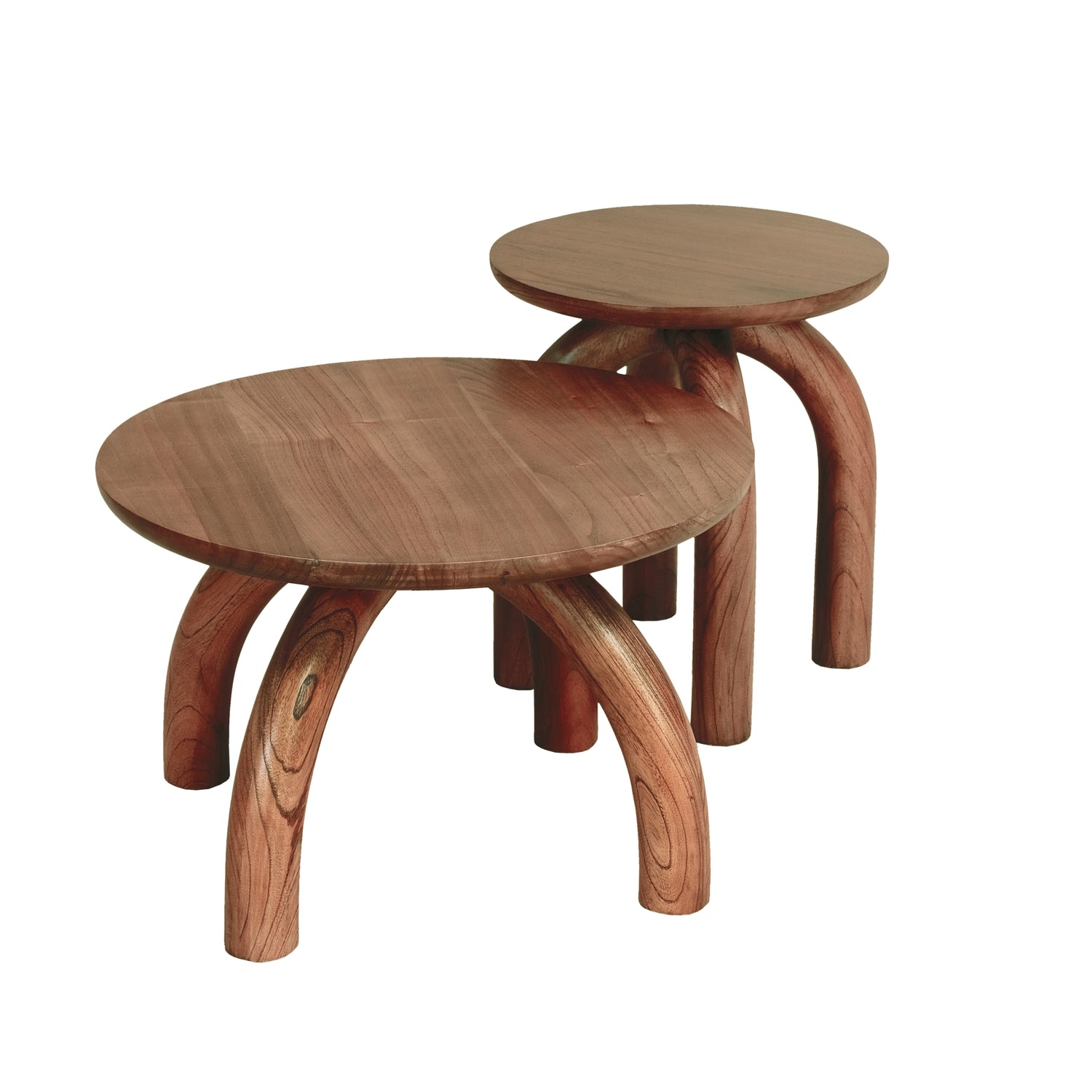 Table d'appoint ronde rustique en bois massif avec finition naturelle pour le salon et les chambres
