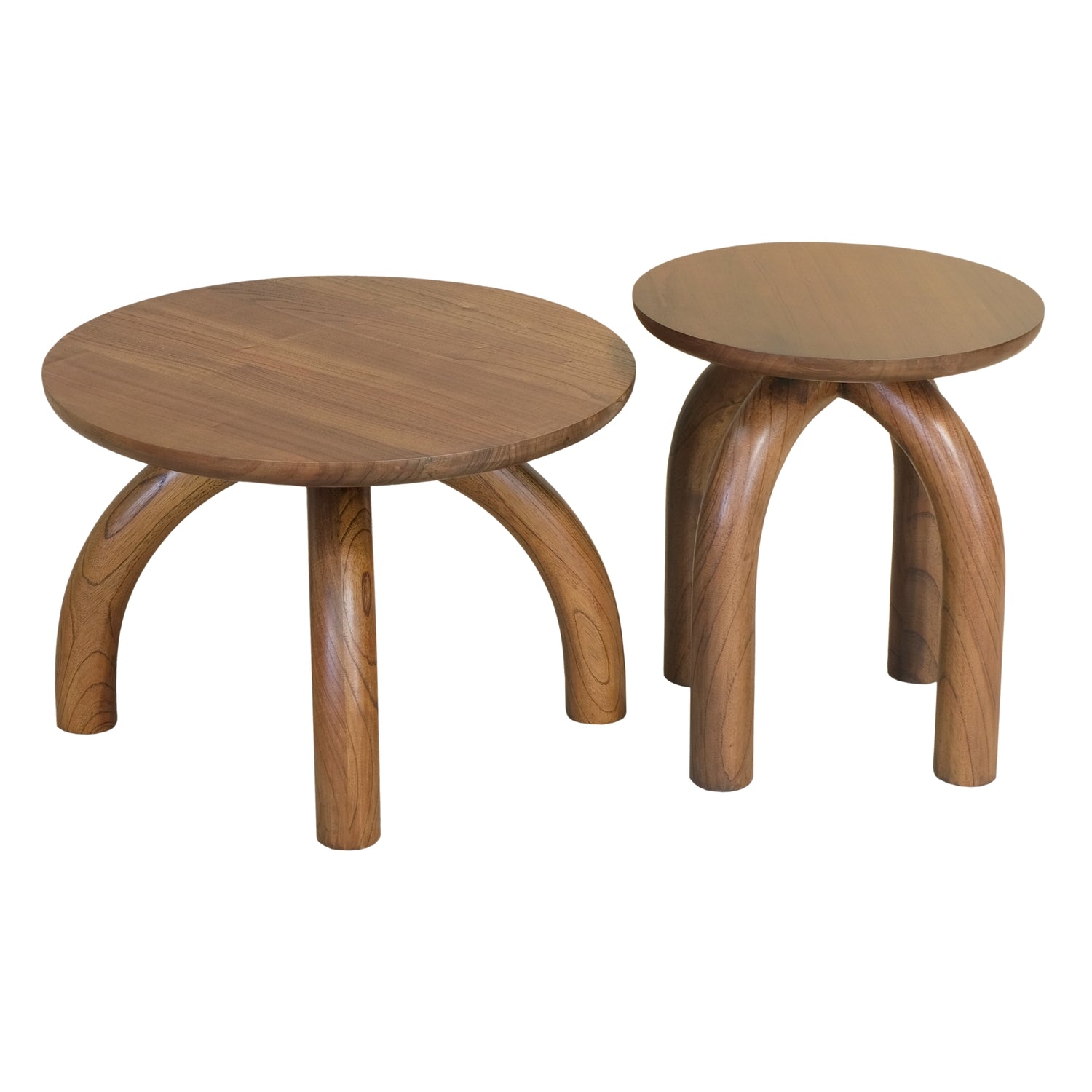 Table d'appoint ronde rustique en bois massif avec finition naturelle pour le salon et les chambres