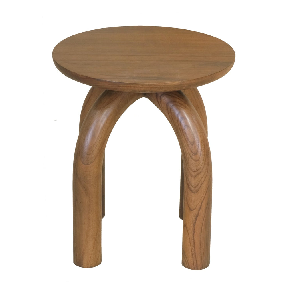 Table d'appoint ronde rustique en bois massif avec finition naturelle pour le salon et les chambres