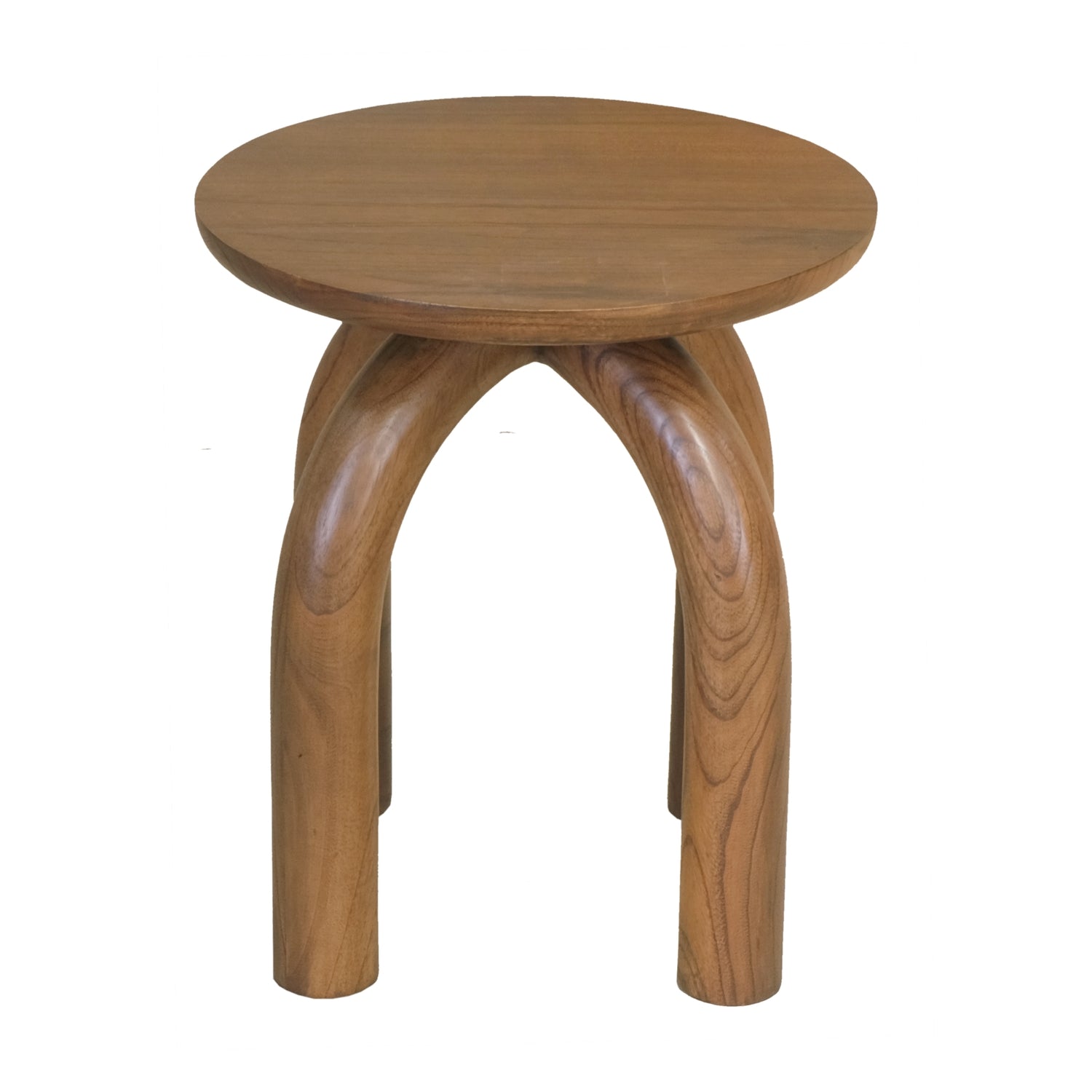 Table d'appoint ronde rustique en bois massif avec finition naturelle pour le salon et les chambres