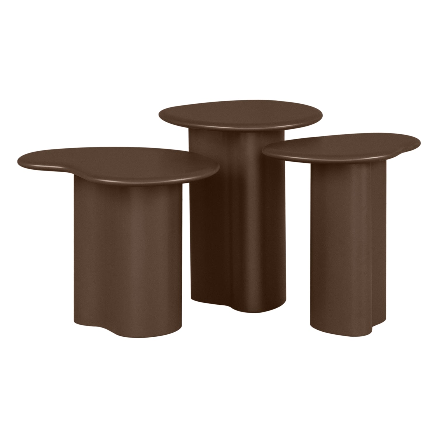 Tables gigognes modernes en bois massif, lot de trois empilables pour salons
