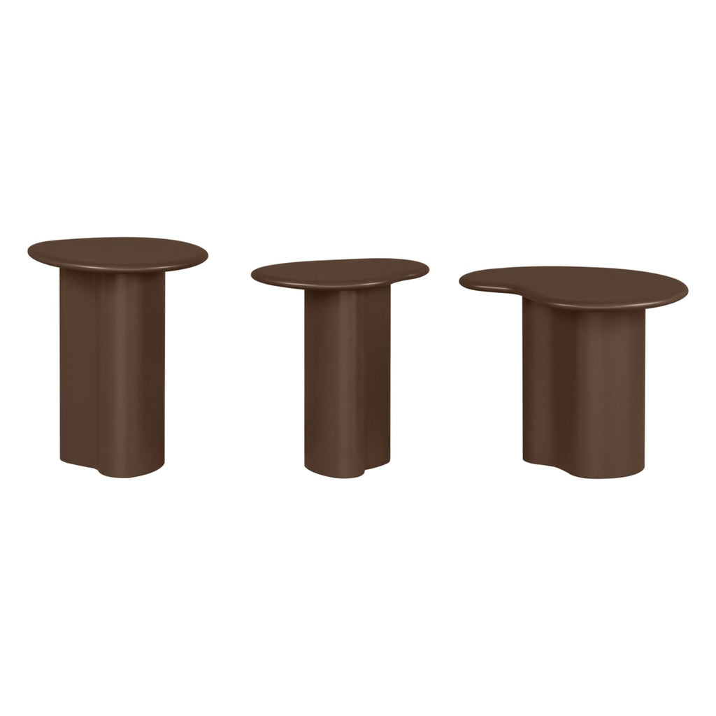 Tables gigognes modernes en bois massif, lot de trois empilables pour salons