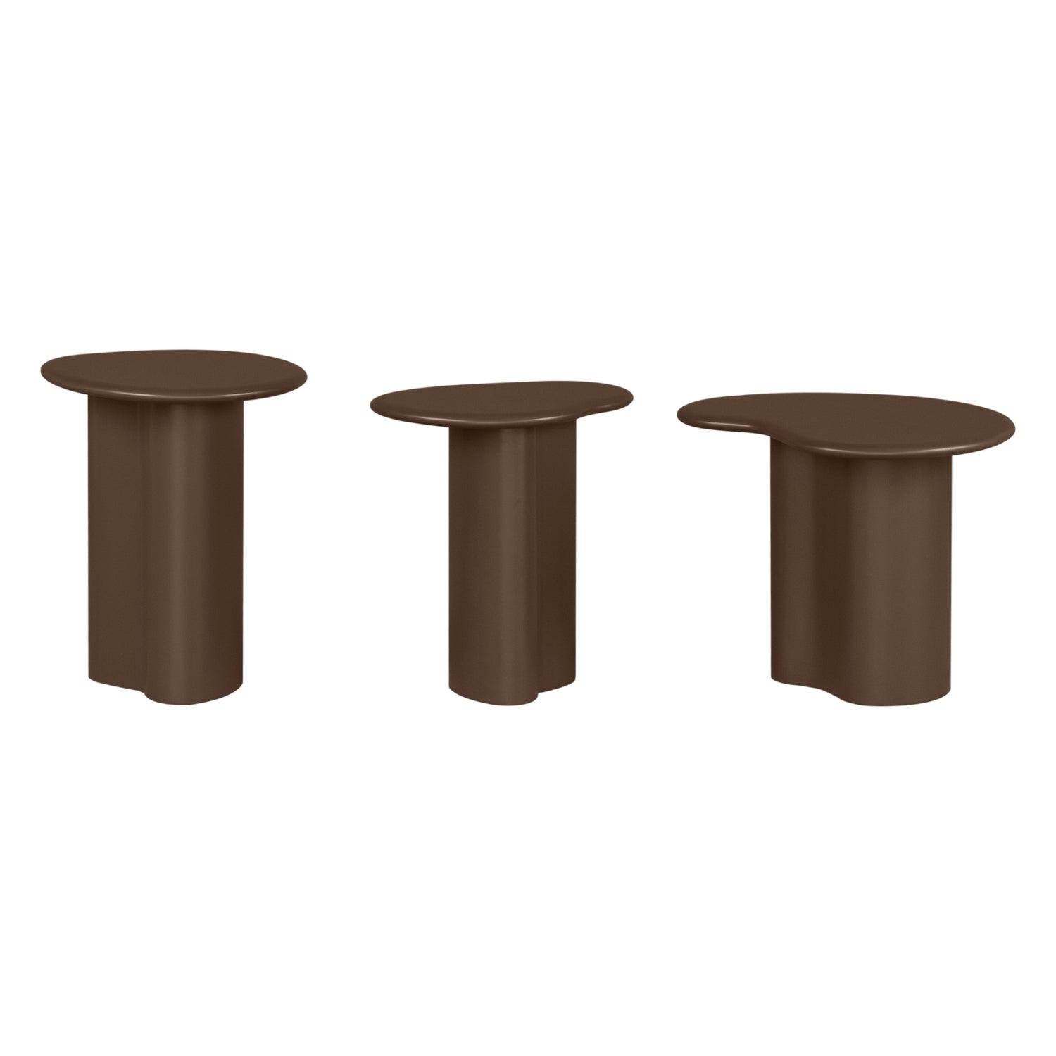 Tables gigognes modernes en bois massif, lot de trois empilables pour salons