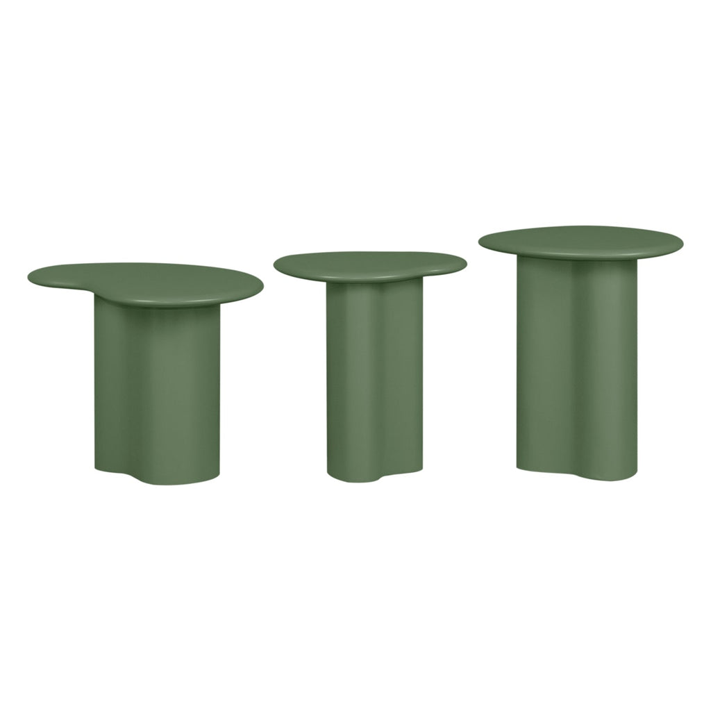 Tables gigognes modernes en bois massif, lot de trois empilables pour salons