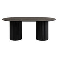 Table à manger ovale en chêne massif moderne avec pieds réglables pour salles à manger