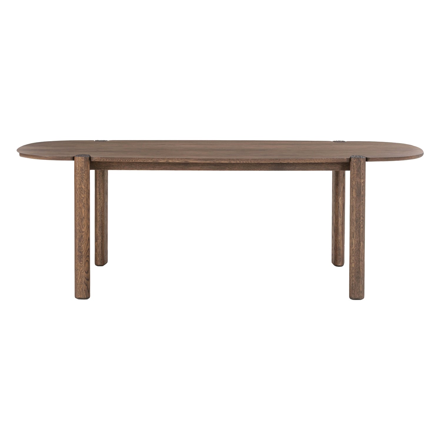 Table à manger ovale contemporaine en bois massif avec finition grain naturel pour salles à manger