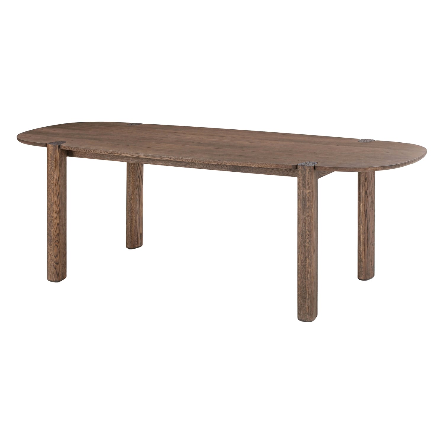 Table à manger ovale contemporaine en bois massif avec finition grain naturel pour salles à manger