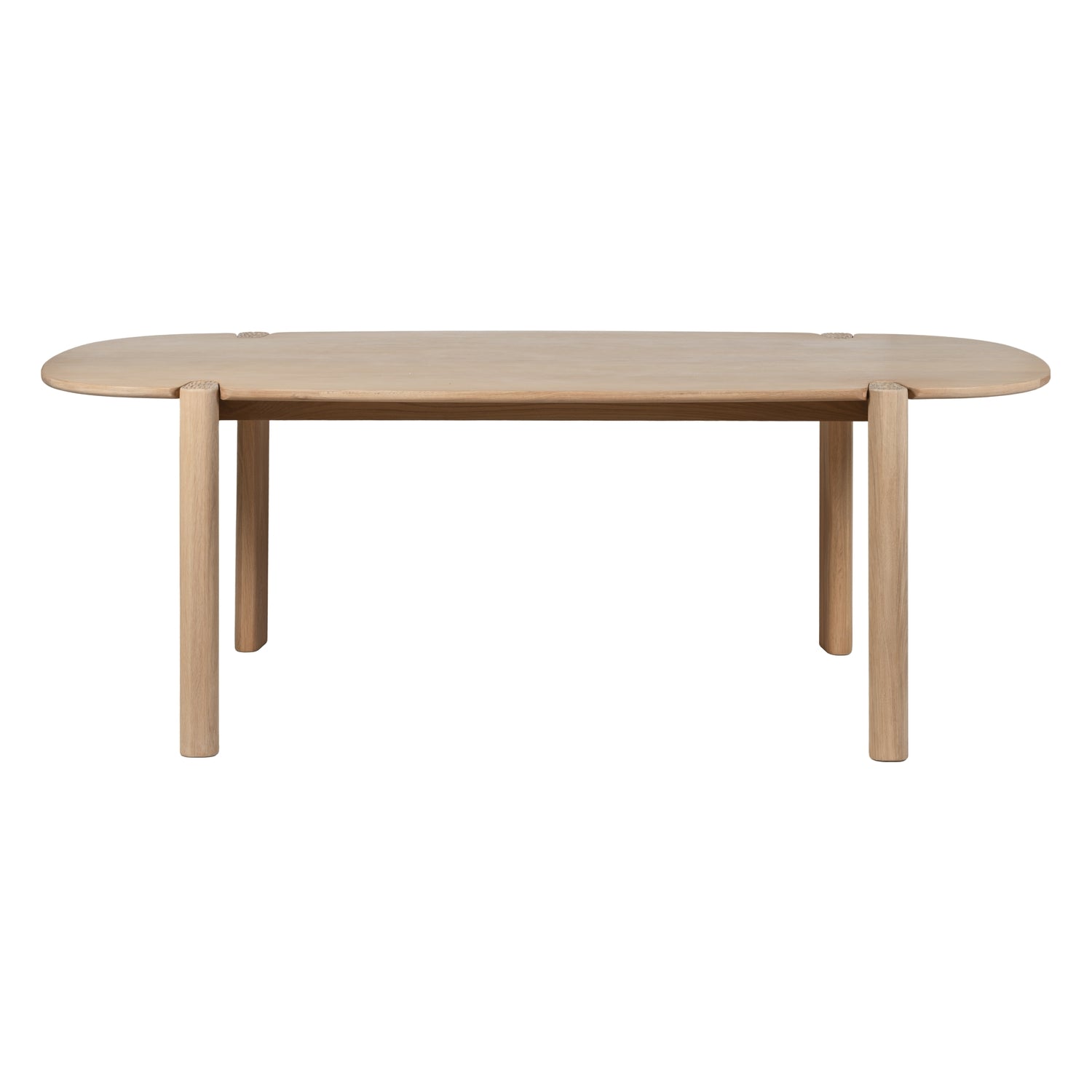 Table à manger ovale contemporaine en bois massif avec finition grain naturel pour salles à manger
