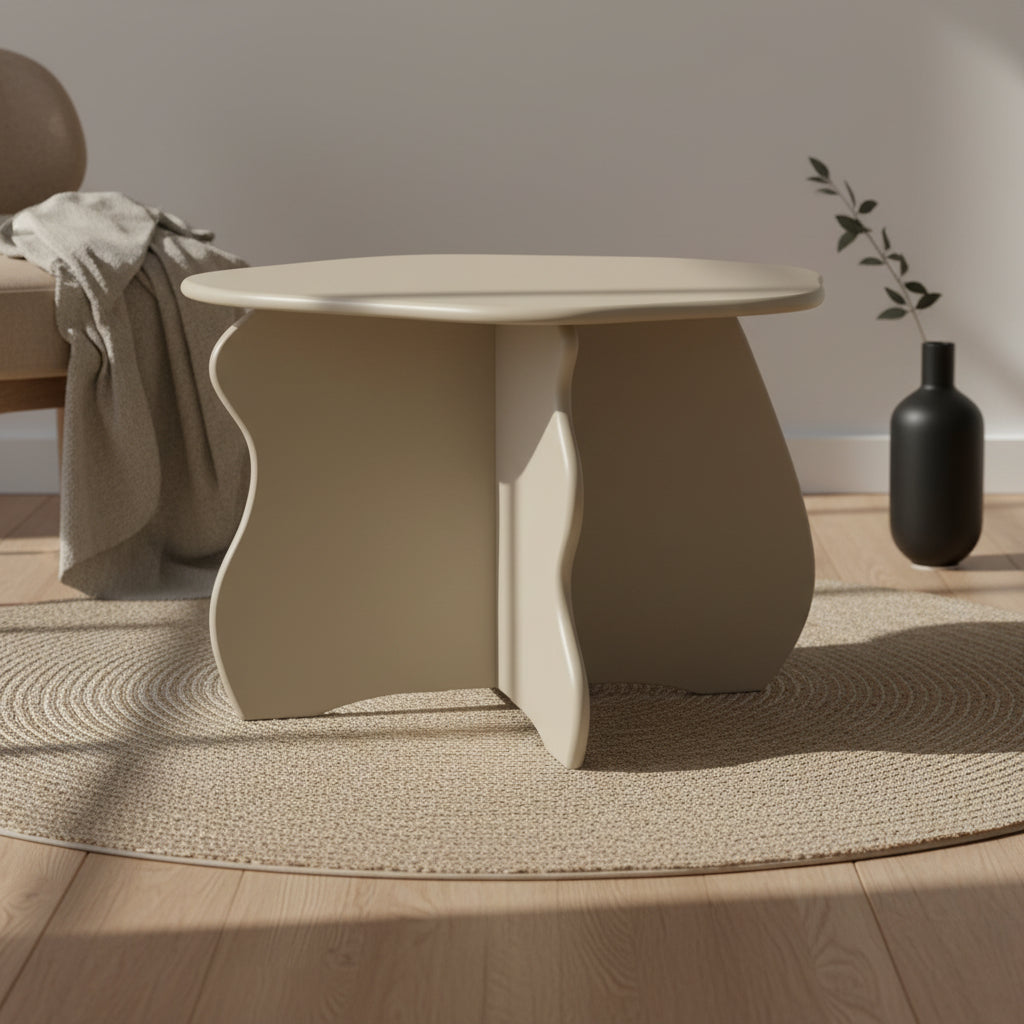 Table d'appoint fantaisiste en MDF certifié FSC, avec une forme organique ondulée, pour chambres d'enfants