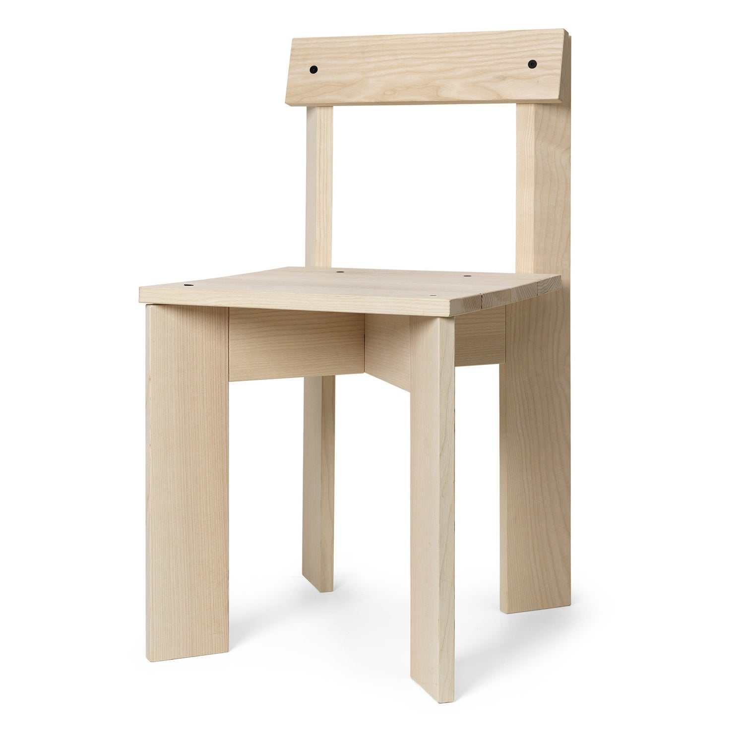 Chaise de salle à manger minimaliste en bois massif certifié FSC avec construction à lattes plates