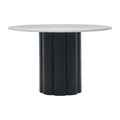 Table à manger ronde en marbre et bois organique avec pied central en tronc d'arbre pour salles à manger
